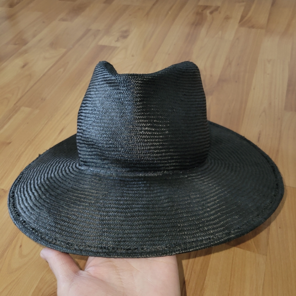Janessa Leone Black Straw Fedora Hat L — image 6 of 8